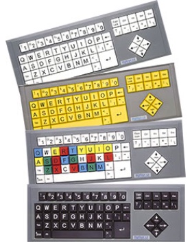 Examples of large print big key and high contrast keyboards